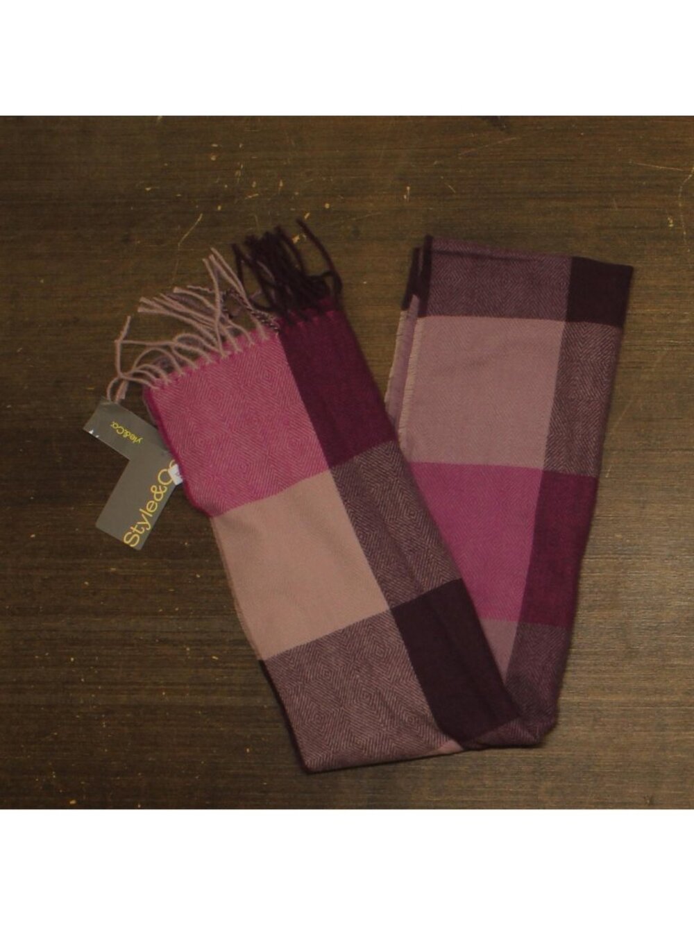 NWT Style & Co. Womens Chevron Weave Buffalo Scarf SC9542507 Wine Purple Multi
